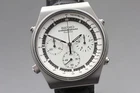 Vintage Seiko Chronograph 7A28-7010 Silver White Quartz Mens Watch From JAPAN