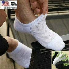 5/10 Pairs Men Bamboo No Show Socks Low Cut Casual Sport Solid Nonslip Mesh 7-11