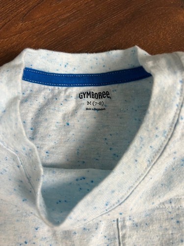 Gymboree Niños Talla Mediana 7/8 Azul Jaspeado Bolsillo Camiseta! - Imagen 3 de 6