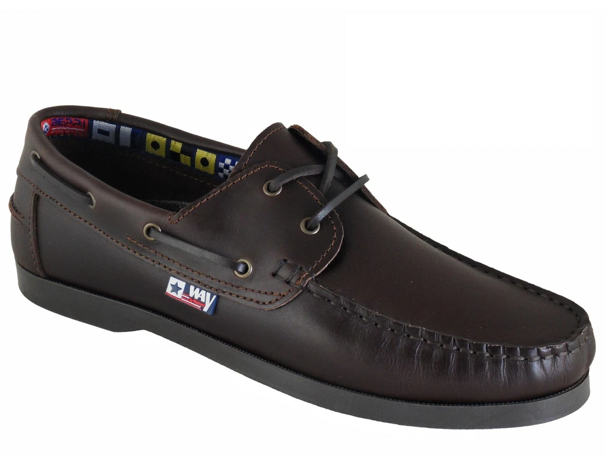 Mens Beppi UK10 EU44 Portuguese Soft Leather Deck Boat Shoes Chestnut Brown