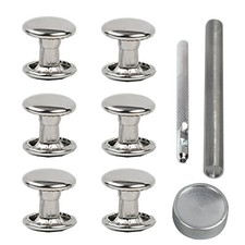 200sets Stainless Steel Leather Rivets with 6mm 200sets, Silver Tools