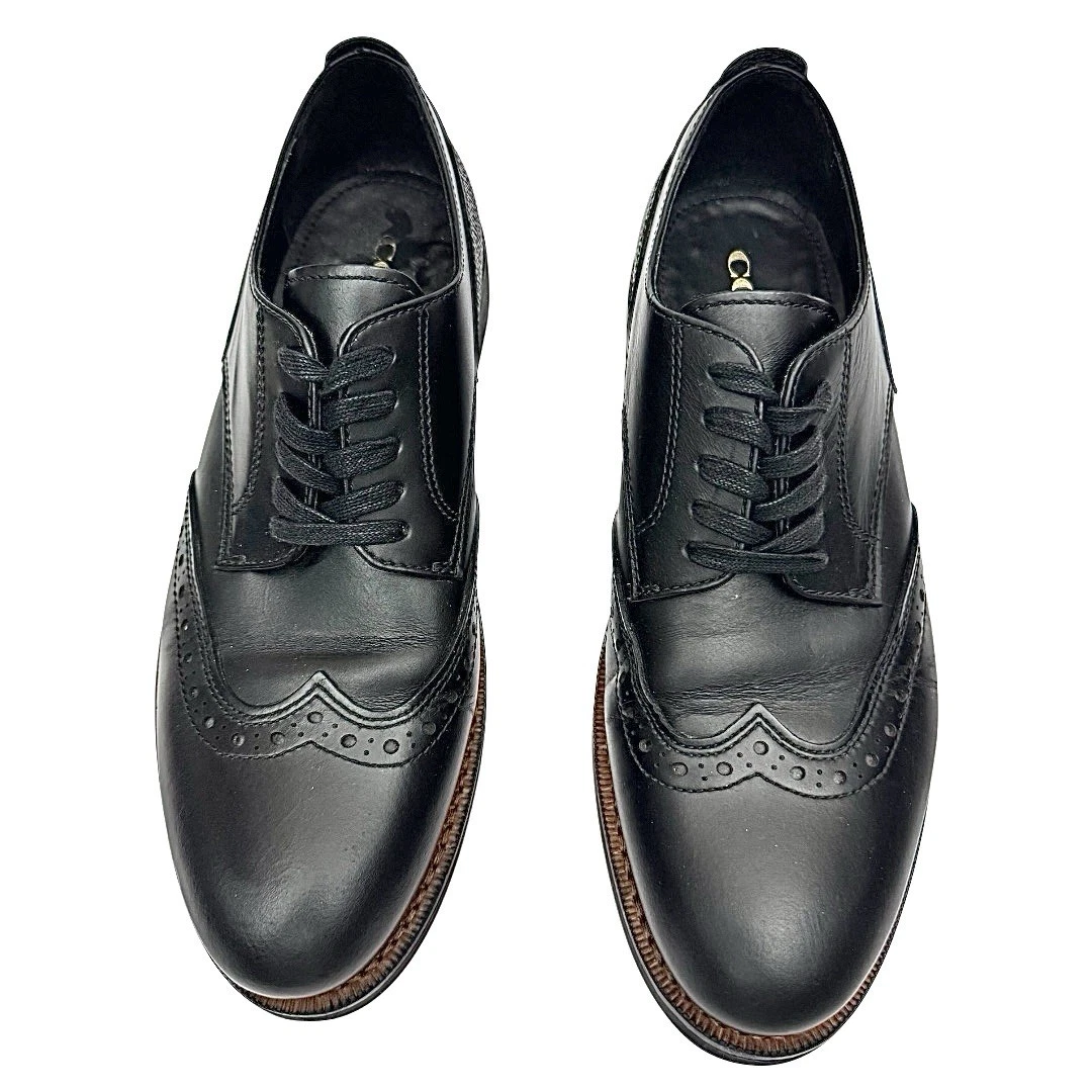 Scarpa Coach Uomo G1550 Bleecker Wing Derby Pelle Nera Punta Ala Taglia 11 D $345