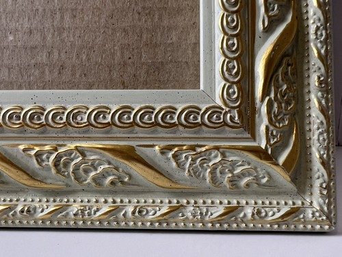 Bilderrahmen 10x13 Antik Weißgold Band Gips Gravur Vintage - Bild 6 von 16