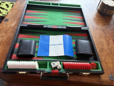 Vintage Aktentasche Backgammon Spiel Set Brettspiel Chips Back Gammon Vintage Snap Case