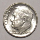 1964 D ROOSEVELT DIME, 90% Silver, uncirculated