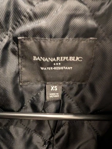 Banana Republic Men’s Water-Resistant Hooded Parka, Black XS Zip/Button image 3
