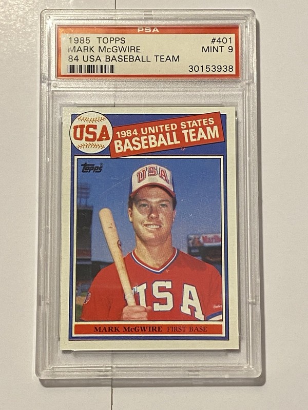 1985 Topps Baseball #401 Mark McGwire RC Team USA MINT PSA 9 Oakland A’S