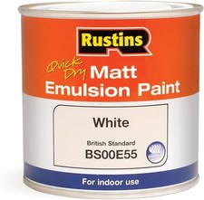 RUSTINS Matt Emulsion Paint White 250ml 250 ml (Pack of 1), 