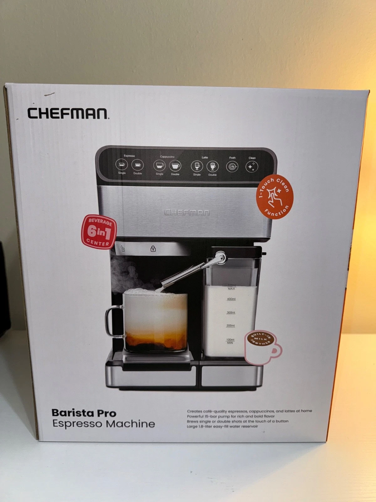 Chefman CaféMaster Pro Espresso Machine Coffee Maker Built-In Milk Frother