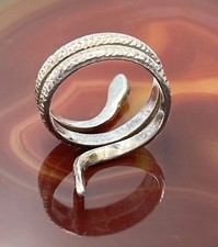 Sterling Silver Snake Serpent Wrap Ring Size 6.5 Highly Detailed