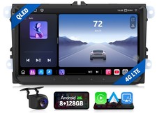 9" QLED 8 128 Android Auto for VW Golf MK5 2004-2009 CarPlay WiFi 6 Touch Screen