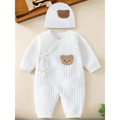 Newborn Infant Baby Boy Girl Kids Cotton Romper Jumpsuit Bodysuit Clothes + Hat