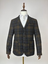 JOOP Men s Wool Blazer Jacket Tweed Glen Check Plaid Charcoal Brown EU 50 US 40