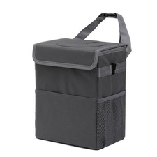 Car Garbage Can With Lid Leak Proof Vehicle Trash Can 3 Storage Pockets Hanging