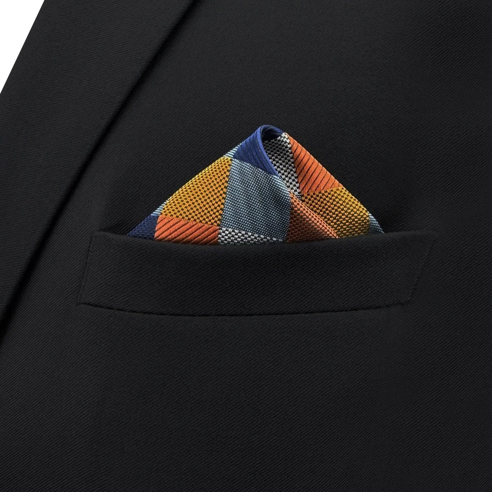 SHLAX&WING Checks Multi-color Pocket Square Mens Ties Hankies - Image 4 of 4