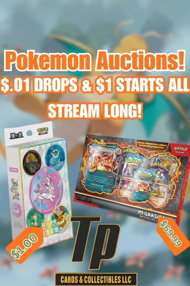 $1 Start Pokemon Auctions | Packs, Bundles, Boxes w/ JC