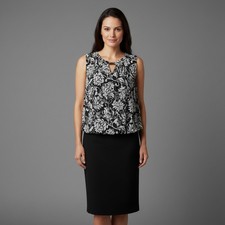 NWT Perceptions Black White Floral Sleeveless Dress Womens Plus Size 22W Classic