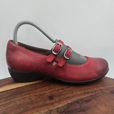 Dansko Fynn Shoes Women's 36 / 5.5 Red Leather Comfort Mary Jane Wedge Career