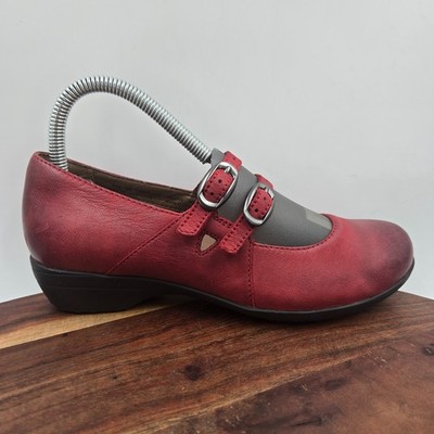 Dansko Fynn Shoes Women's 36 / 5.5 Red Leather Comfort Mary Jane Wedge Career