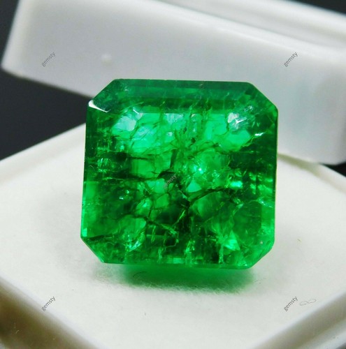8 Ct Square Cut CERTIFIED Rare Natural Green Emerald Colombian Loose Gemstone - Picture 4 of 5