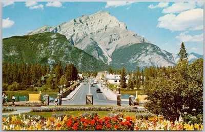 Main Street Banff Alberta Banff National Park Cascade Mountain Postcard L2