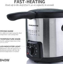 Ovente Fdm1091Br Mini Deep Fryer with Removable Basket, Stainless Steel,