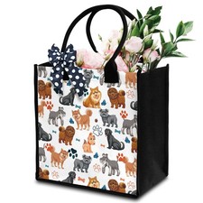Cute Puppy Doggie Canvas Tote Bag For Women - Travel, Shopping, Gym - Dog Lov...