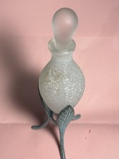 Vintage Art Deco Frosted Glass Perfume Bottle With Stand