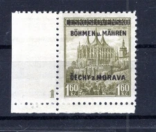Bohemia 13 Pl No 1 With Plate Number ** MNH Never Hinged (DA5197)