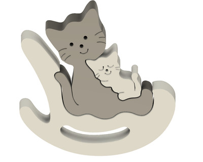 Kity & Cat Wandbild | Kinderzimmer Deko Geschenk | Schlafzimmer Wohnzimmer | 25 cm