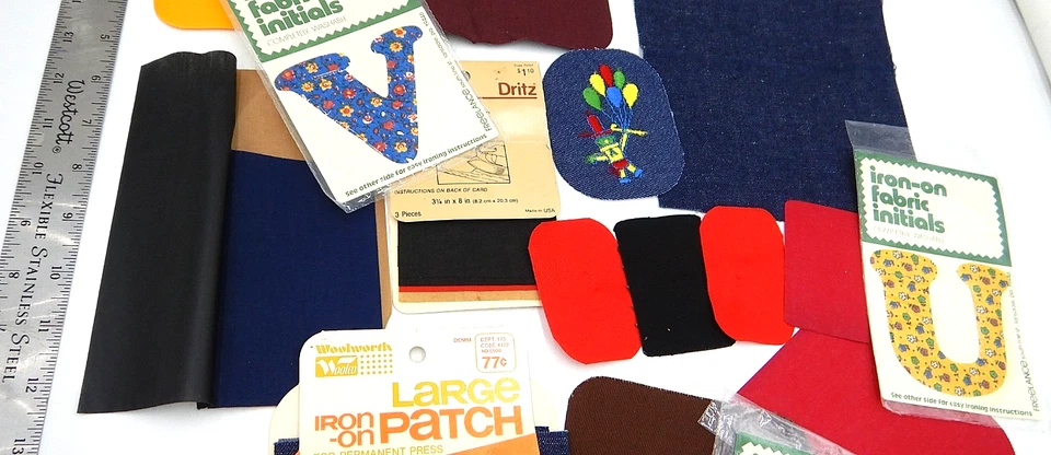 Vintage Assorted SIZE Iron-On Embroidered Blue Jean Repair Patches Lot Of 21 - Image 3 of 4