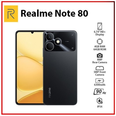 NEW Realme Note 80 4GB+64GB BLACK Global Ver. Dual SIM Android