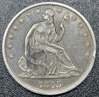 1843-P Seated Liberty Half Dollar 50c Higher Grade AU Reverse Die Cracks
