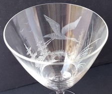 Glas Fuß- Becher Jagd Vogel handgeschliffen Moser L427