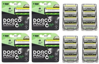 Dorco Pace 6 Style Razor Blades 16 Refills Replacement Cartridges Safety Trimmer