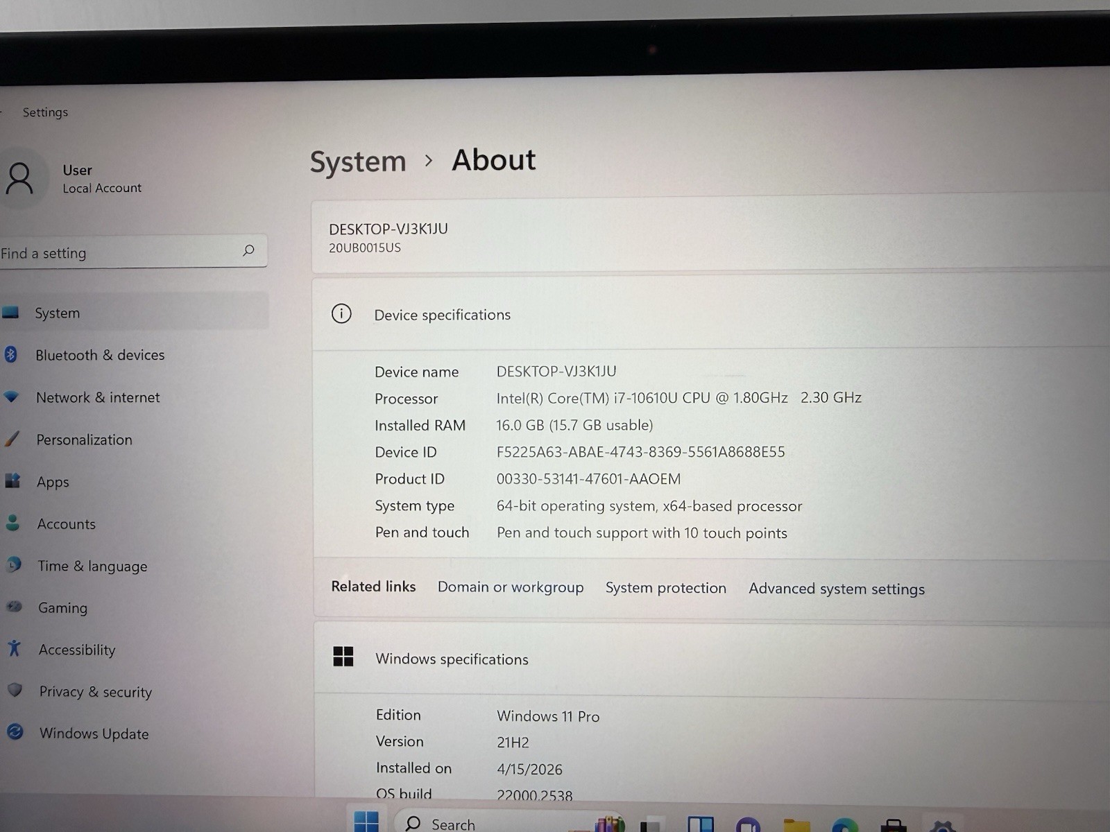 Lenovo ThinkPad X1 Yoga (5th Gen), 14-Inch Laptop, with Intel Core i7-10610U, 512 GB NVMe (Non-Volatile Memory Express), Windows 11 Pro