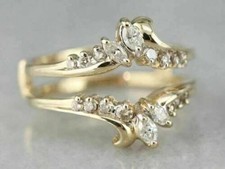 Marquise Lab Created Men's 1Ct Diamond Wedding Enhancer Wrap Ring 14kGold plated