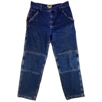 SafTbak Carpenter Jeans Men Fits 32x30 Blue Flannel Lined Relaxed Denim Workwear