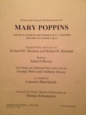 Mary Poppins Disney Broadway scénario musical/scène