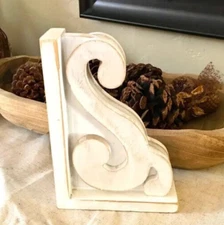 Farmhouse wood rustic cottage wood corbel home decor white bookend distressed