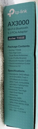 TP Link AX3000 WiFi 6 Bluetooth 5.2 PCIe Adapter (Archer TX55E) - Photo 5/6