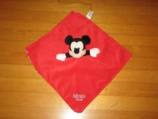 HTF Disney Kid Preferred Mickey Mouse Red Velour & Satin Security Blanket/Lovey