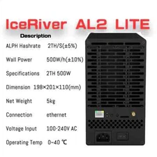 IceRiver AL2 Lite 2Th  Alephium ALPH Miner +PSU - US SELLER, IN HAND!!
