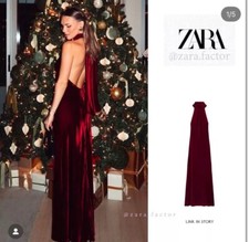 Zara Long Halter Nick Dress With Tie Fastening Open Back And Concealed  Size Xs 