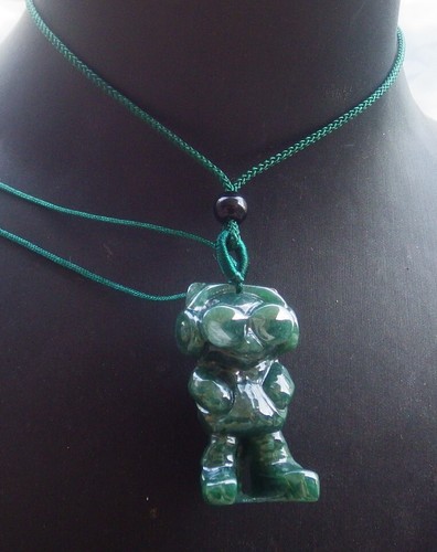 Video Certified Green Natural A Jade jadeite Display Pendant Bear Cartoon 116779 - Picture 10 of 13