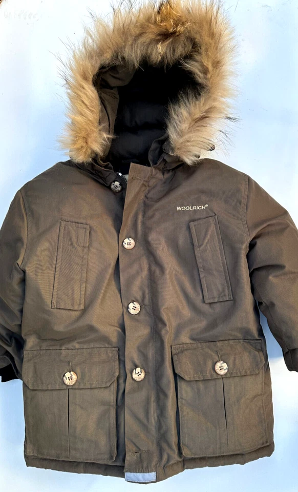 WOOLRICH Childs Duck Down Winter Parka real fur XS 4/5 - Image 4 of 4
