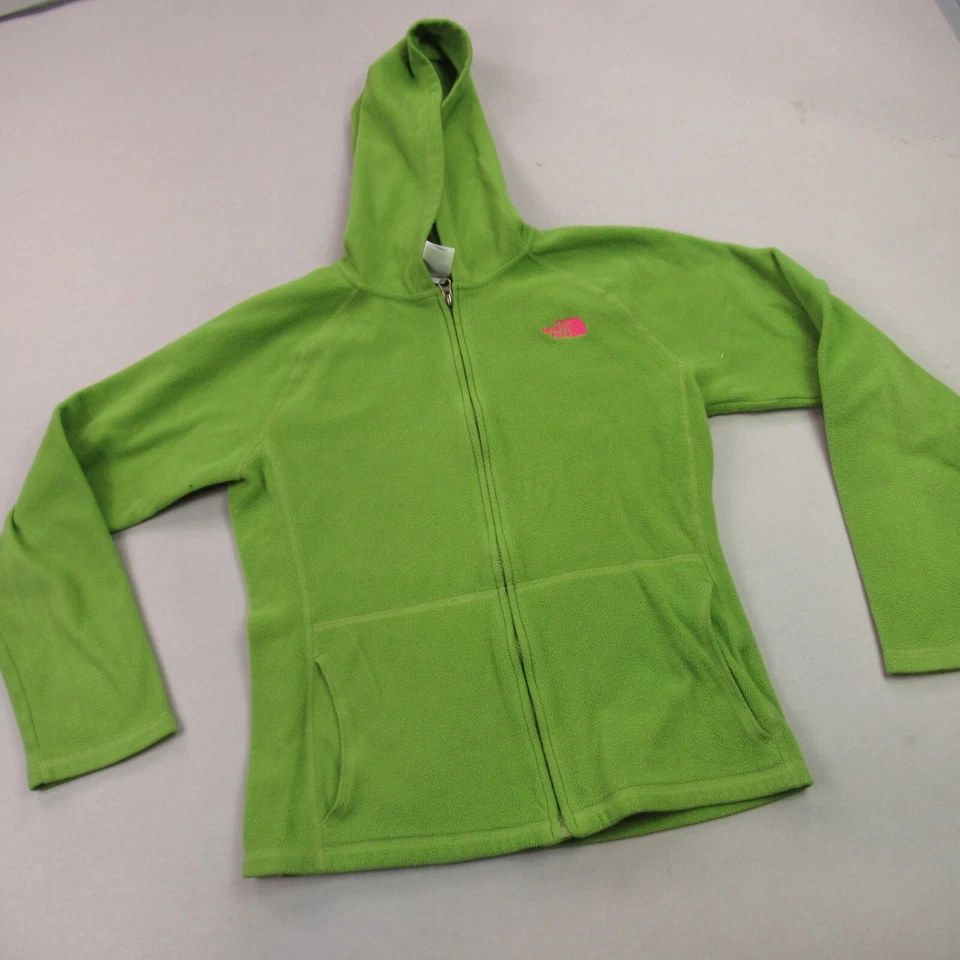 Chaqueta North Face Niñas XL Manga Larga Bolsillos Ligera Verde Con Capucha Foto 2 de 4