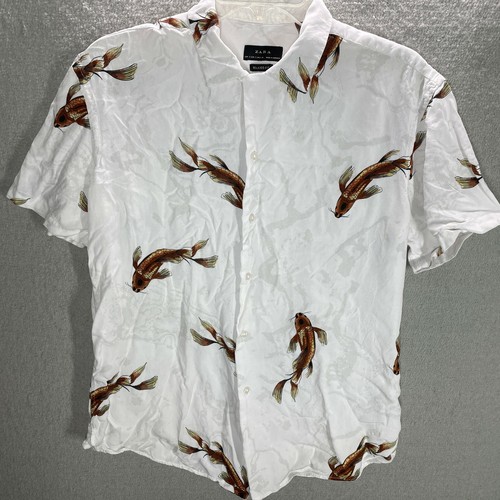 Zara Man Tropical Print Relaxed Button 