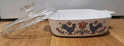 Vintage Corning Ware Country Festival Casserole Dish & Lid 1 qt A1 Corningware