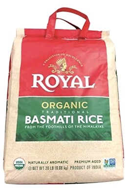 Organic Royal Organic Royal Traditional Basmati Rice Net Wt 20 Lb
